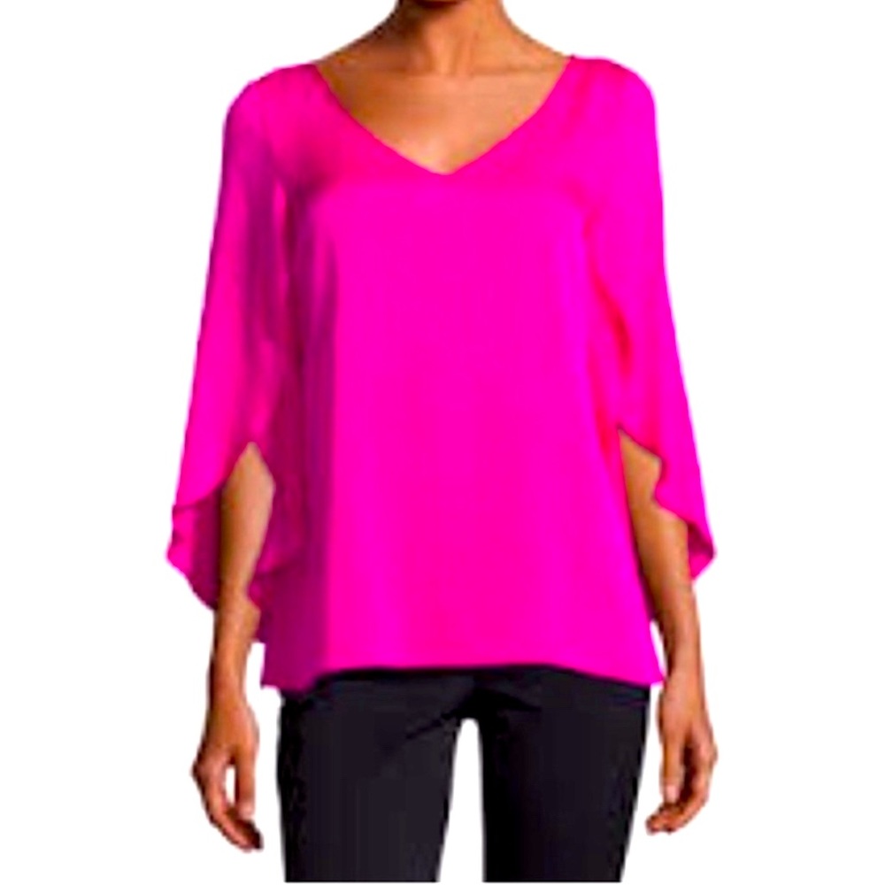 Milly fuschia butterfly sleeve blouse sz 4 EUC
